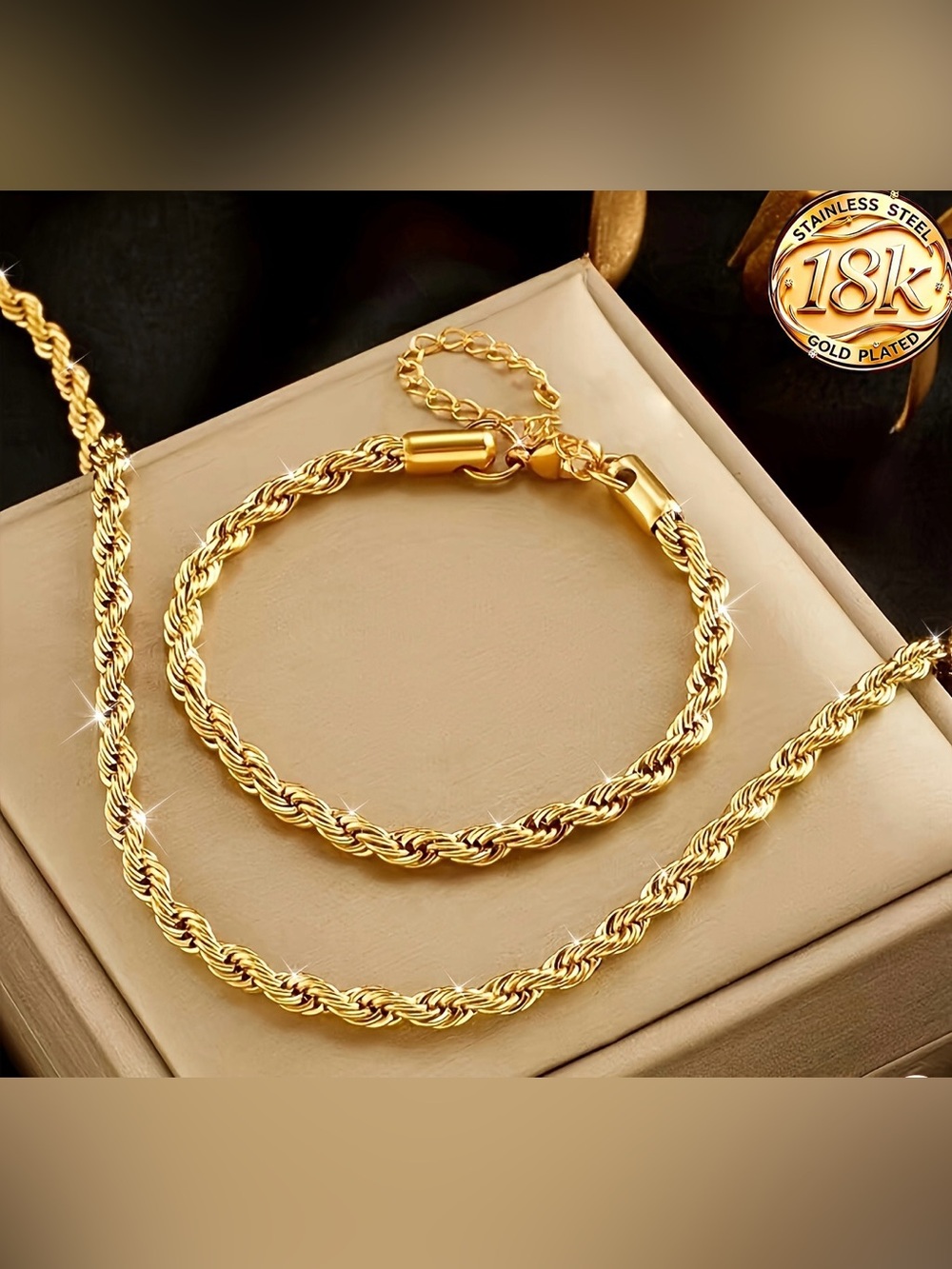 Gold Rope Chain Bracelet - Women's Elegant Gold Bracelet